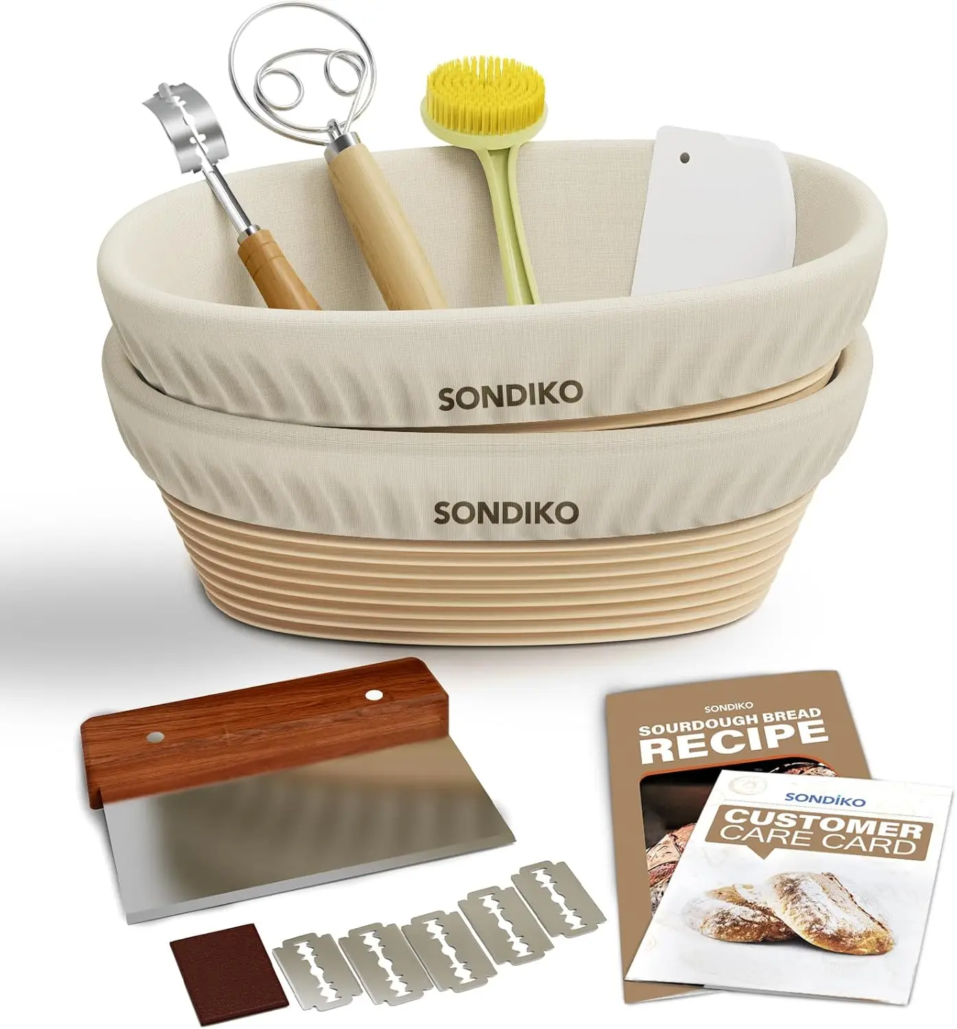 

Sourdough Starter Kit with Oval Banneton Basket, Bread Making Tools and Gifts for Baking Enthusiasts