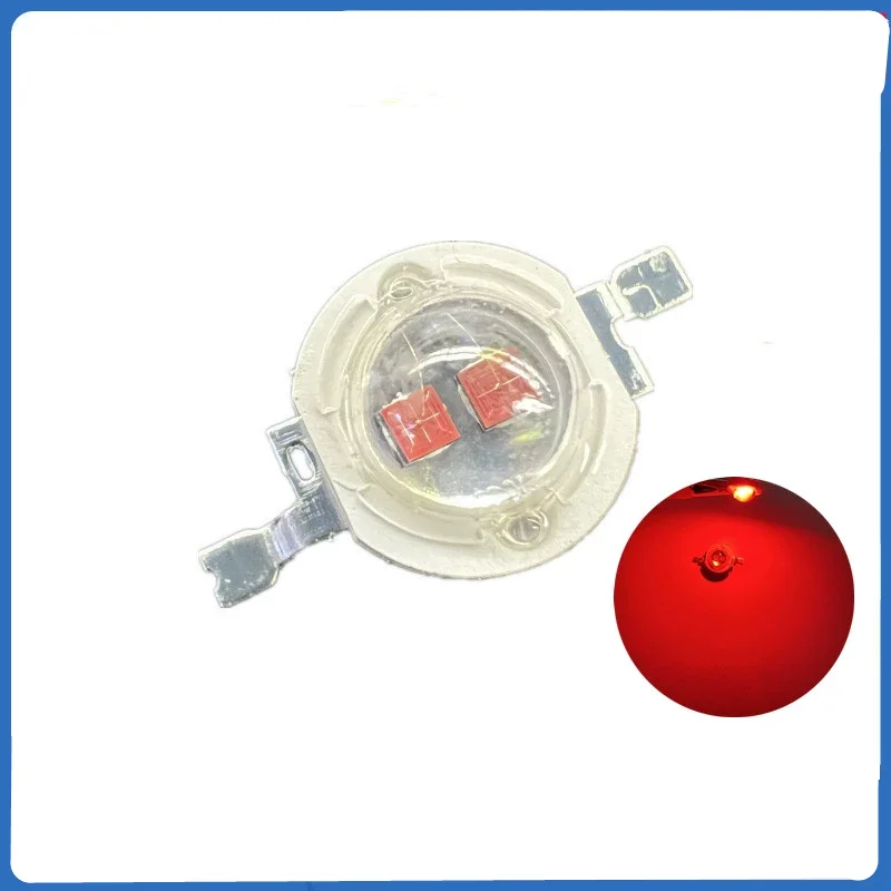 YYT 5PCS High Brightness 5W High Power LED Red Light 650-660nm Dual-core Plant Growth Light Beads Spotlight Aquarium Light