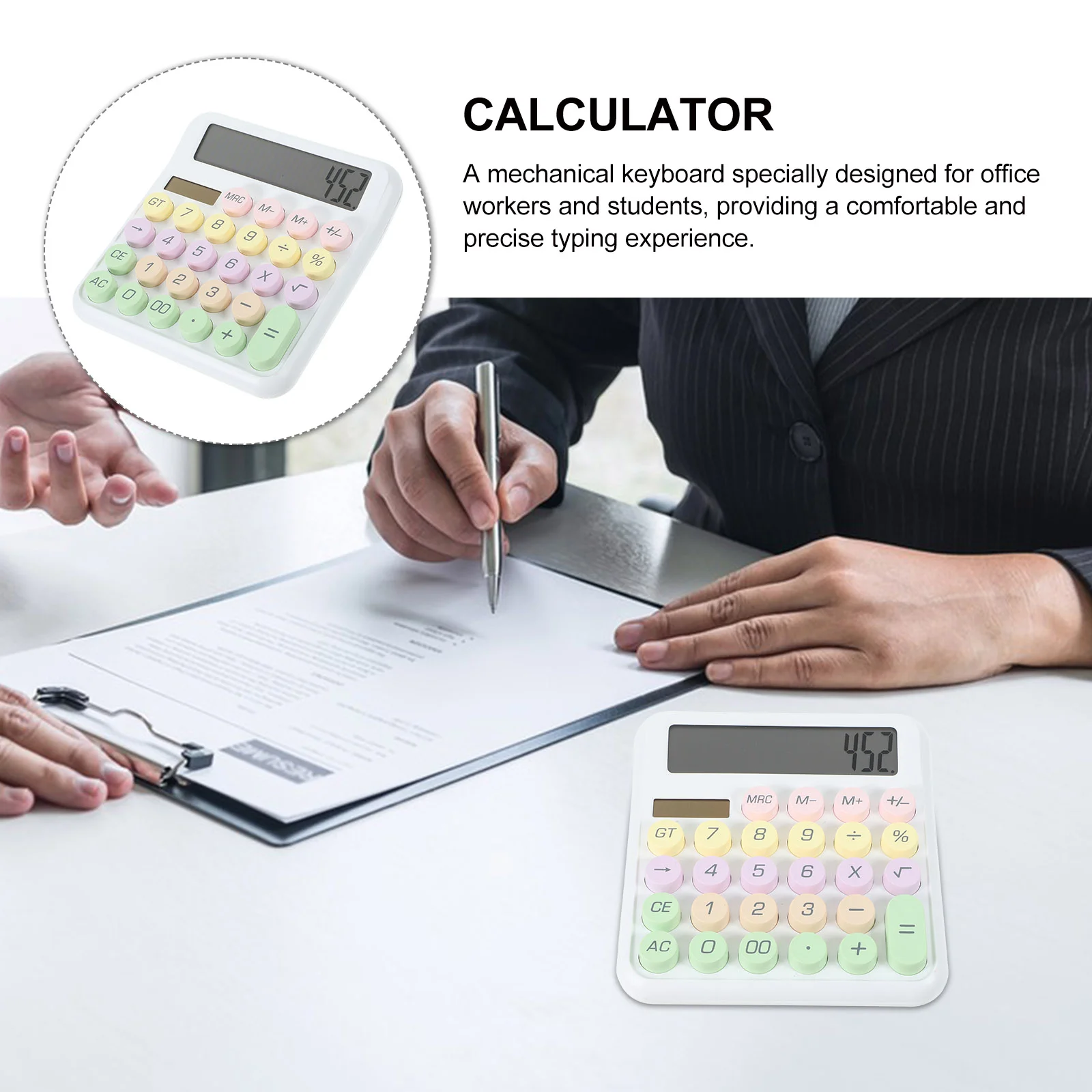 Desk Calculator Large Display Office Calculators Decorate Clipboard with Beige Student