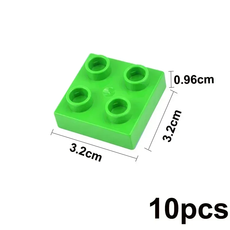 Moc partículas de tamanho grande 2x2 pontos 10 peças blocos de construção finos compatíveis com figuras de tijolos grandes brinquedos educativos duplos para crianças