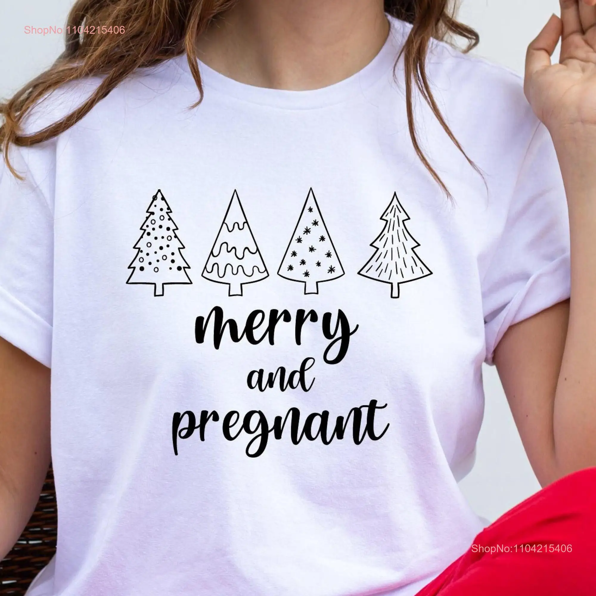 Merry and Pregnant T shirt Christmas Mama To Be Baby Reveal Pregnancy Announcement Maternity For Mom