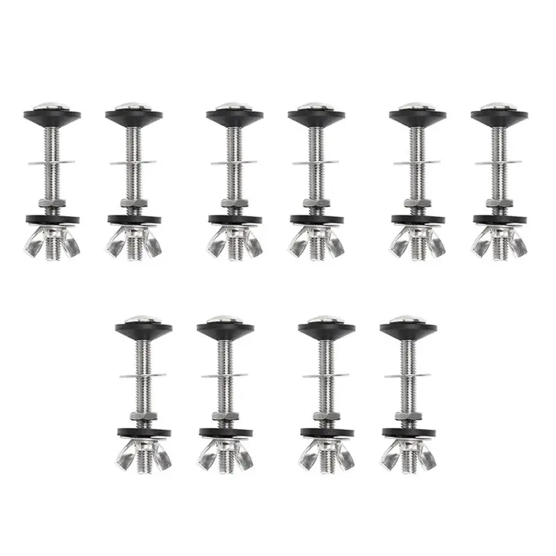 A27F-10 Pack Toilet Tank To Bowl Bolt Kits Cistern Bolts Kit,Stainless Steel Toilet Pan Fixing Fitting With Double Gaskets