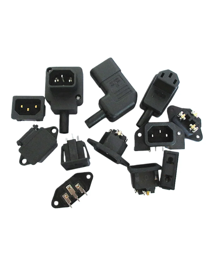 AC power supply, three-pin T-shaped plug socket, switch with light, male/female power cord interface