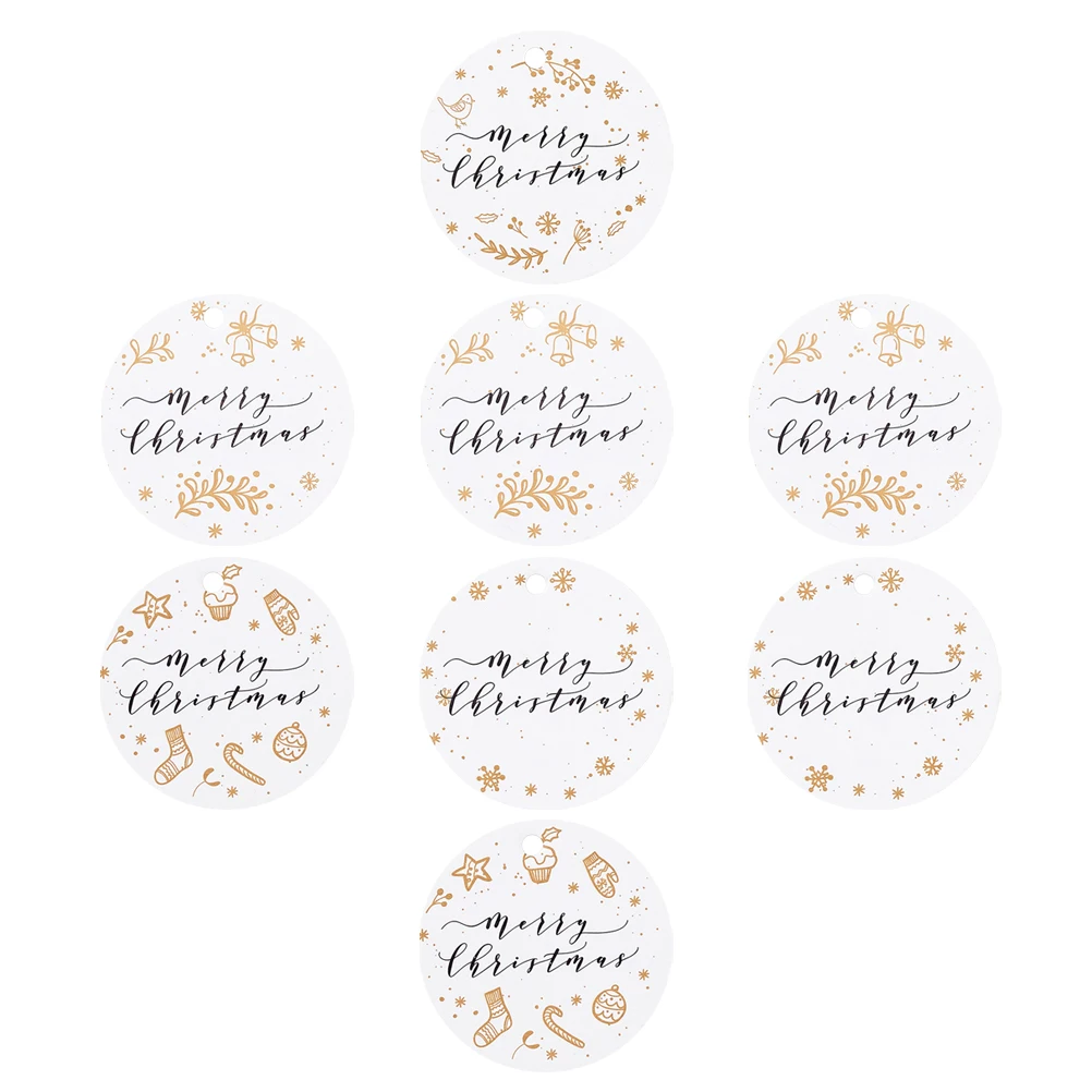 

400 Pcs Bakery Decoration Hang Tag Christmas Themed Tags Party Favor DIY Gift Festival Merry Xmas Round Paper Jam Labels