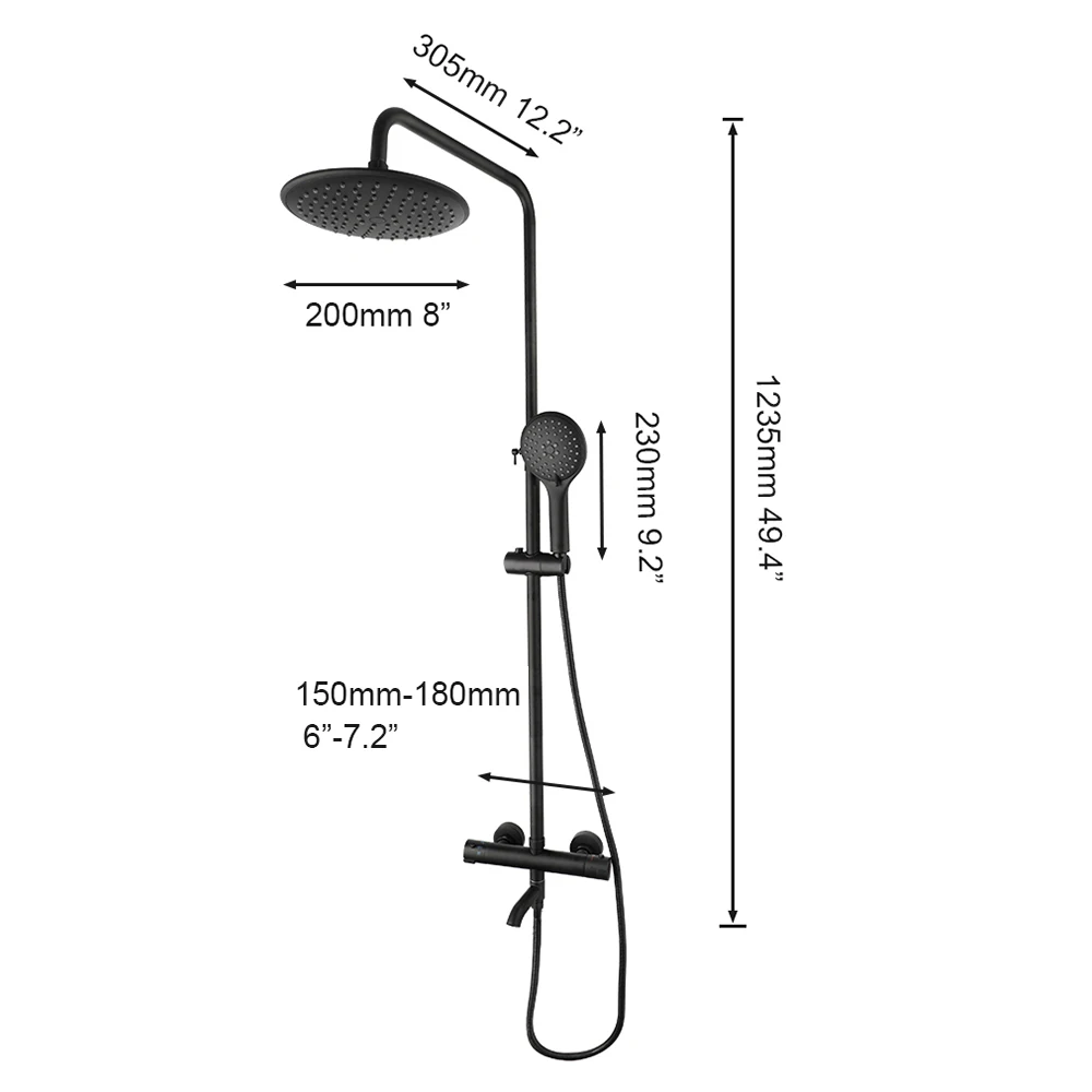 YANKSMART Thermostatic Bathroom Shower Faucet Set Temperature Shower System Rainfall Chuveiro Head Handheld Sprayer Mixer Tap