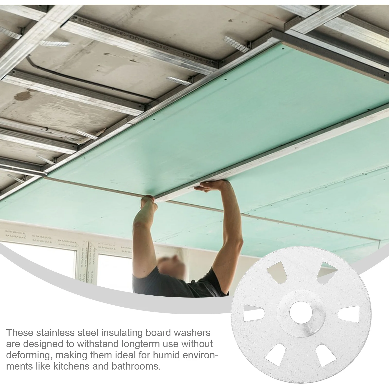 100 قطعة ستة حفرة الحديد المجلفن العازلة مجلس غسالات سهلة التركيب ل الجبس مجلس جدار السقف دريوال الجص السحابات