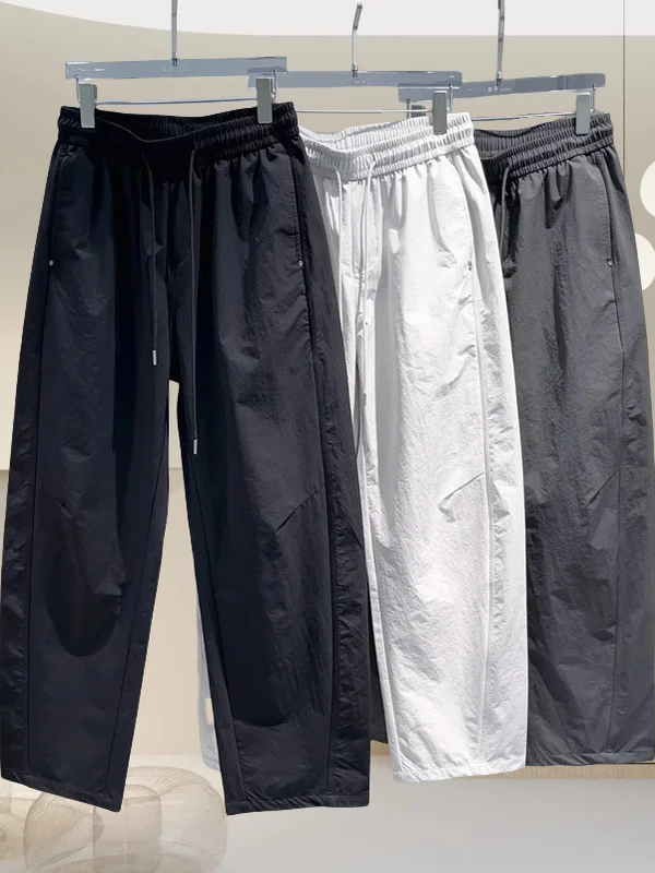 

Ice Silk Loose Casual Pants Summer New Sle for Men And Women plus Size Trendy Brand Straight Leg Dstring Wide Leg Pants