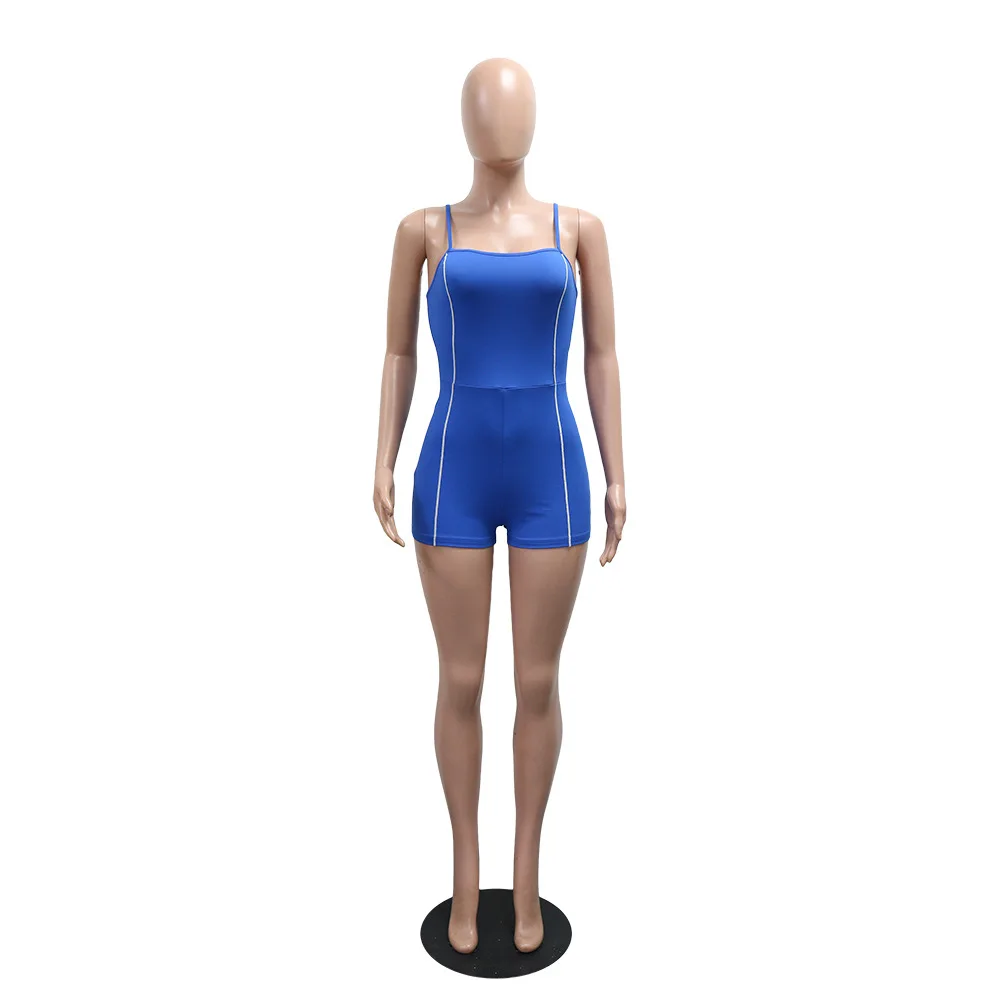 Tute corte da donna con canotta skinny solida 2025 Cinghie estive per spaghetti Fianchi pesca Tute casual slim Tute fitness alla moda