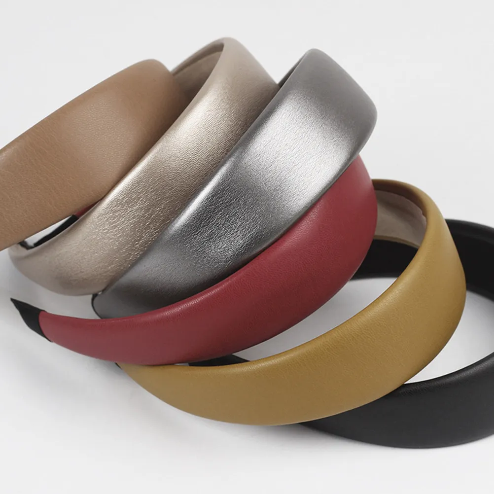 

2 шт. широкие повязки на голову из ПУ, нескользящие, винтажные, для женщин, стильные, удобные, для повседневной носки, вечеринок, косплея, подарок, золотистые