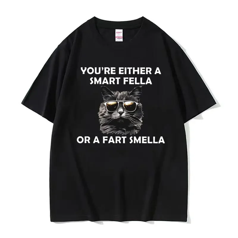 Are You A Smart Fella or Smella? Meme T Shirt Men Women Funny Cartoon Graphic Tshirt 100% Cotton Short Sleeve T Shirts Tops