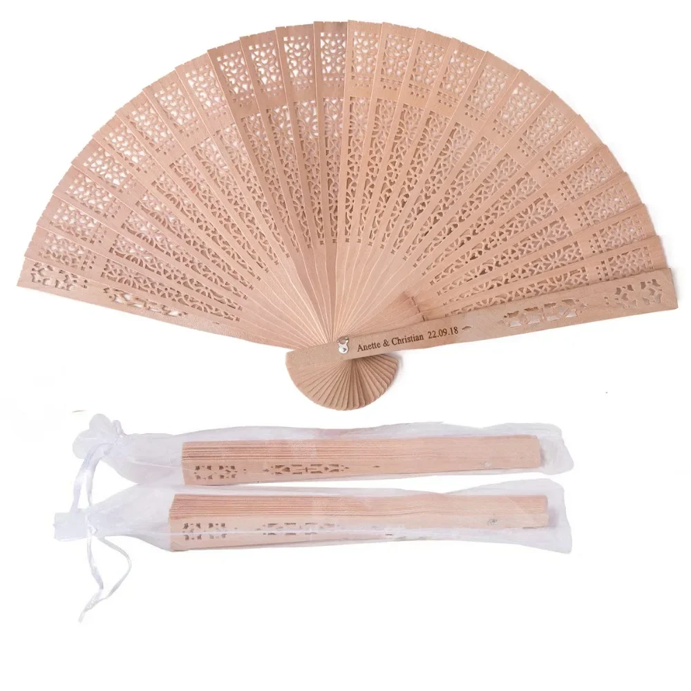 Personalized Customized Wooden Fan Wedding Favors Gifts Sandalwood Hand Fan Party Decoration 20Cm Wood Folding Fan