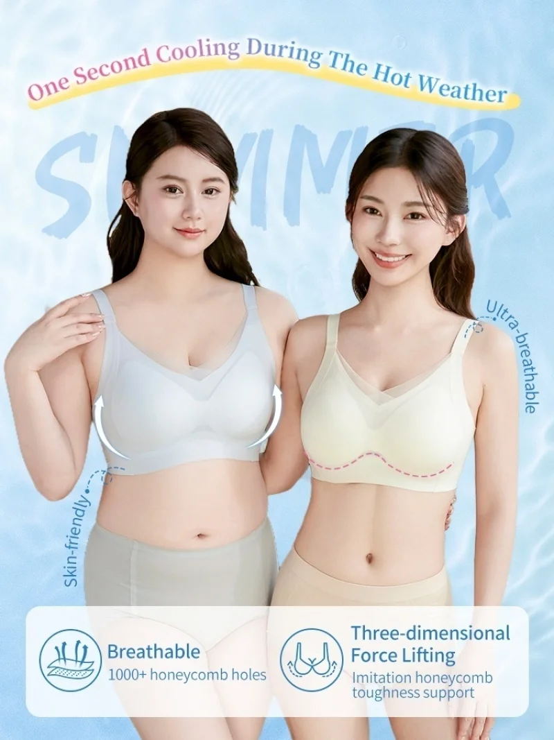 Summer Minimizer Bra Large Bust - Wireless Anti Sagging Bralette, Seamless Breathable Lightweight No Underwire Everyday Comfort