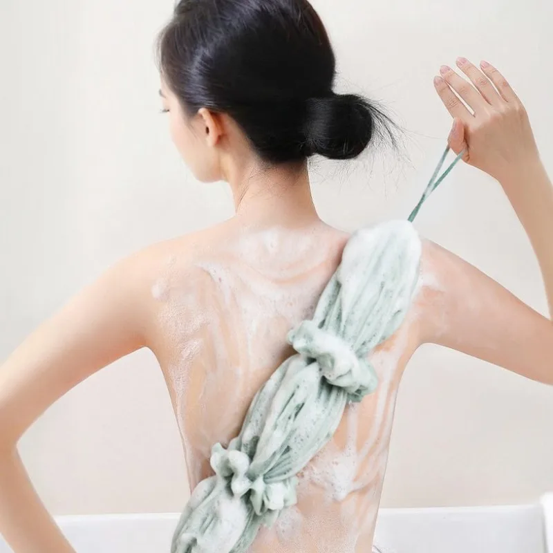 Men Women Daily Shower Back Rub Strap Towel Exfoliating Body Scrubber Lightweight Bath Household Gadget
