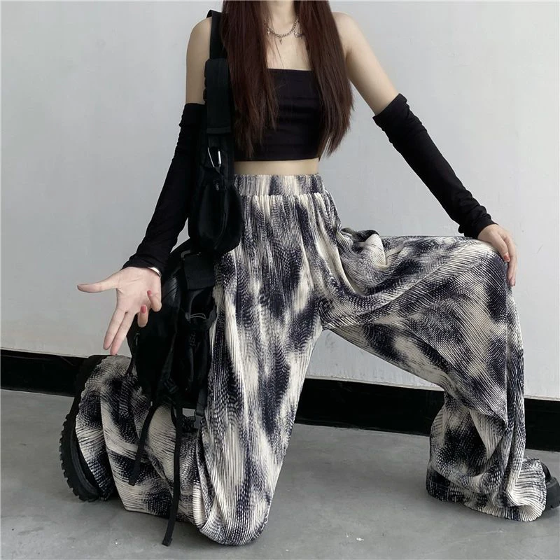 Rimocy-Pantalon Surdimensionné à Jambes Larges pour Femme, Streetwear, Été, Haute Teinture Y2K, FjWoman, Harajuku, 2024