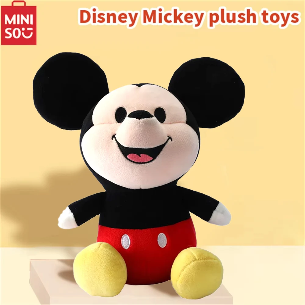 

MINISO Disney Doll Mickey Smiley Plush Doll Anime Home Sofa Bedroom Decoration Smiley Cute Doll Children's Birthday Gift