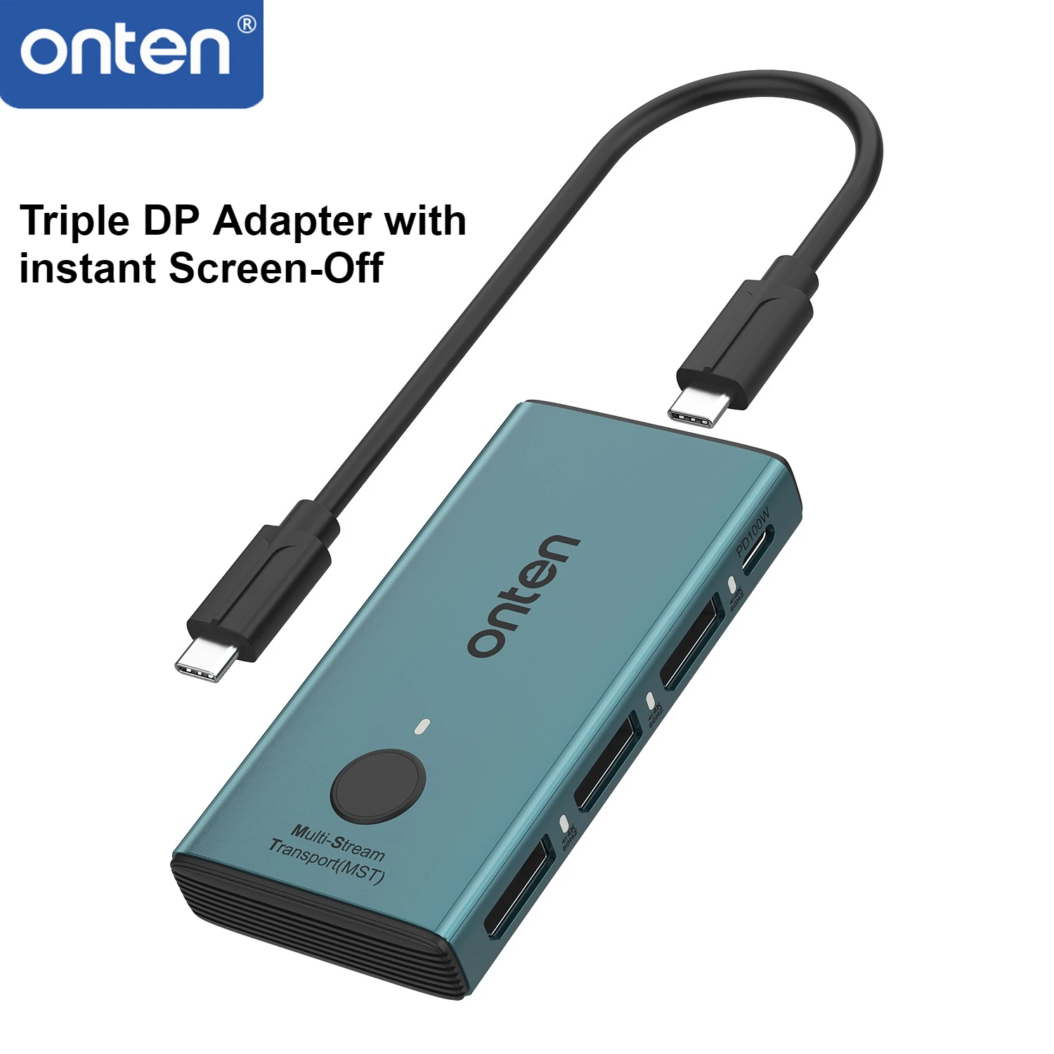 onten-triple-4k-dp-adapter-usb-type-c-pd100w-fast-charging-instant-screen-off-mst-3-monitor-seamless-connection-for-pc-laptop