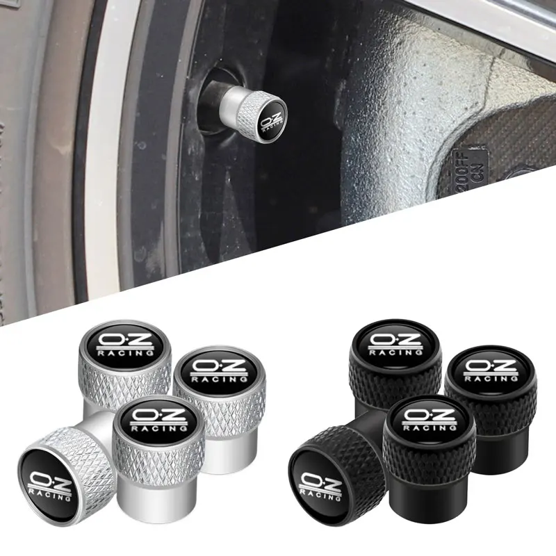 OZ Racing Logo Car Wheel Tire Valve Caps Tyre Rim Stem Covers Airdust Waterproof For Motorcycles Truck Bikes Tire Valve Cap 4Pcs