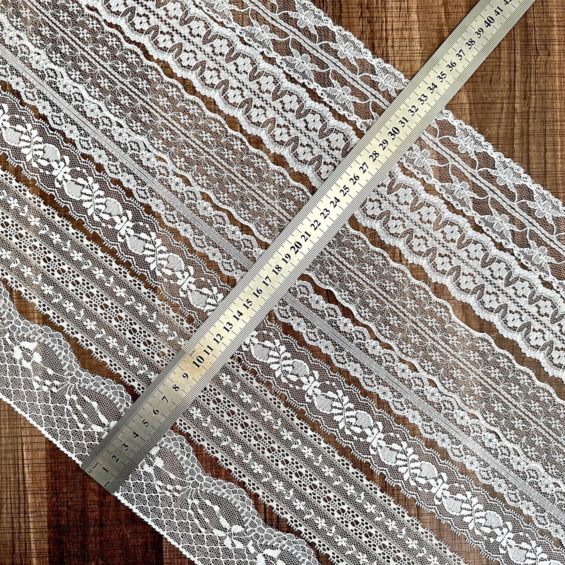 100 Yards Spitzenbänder, Kleidung, Hüte, Nähzubehör, Geschenk, Dekoration, DIY-Bastelarbeiten, Bekleidungszubehör, Gurtband, weißes Spitzenband – Detail 6
