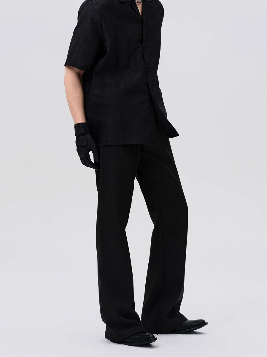 

Mauroicardi Spring Autumn Black Long Flare Pants for Mens High Waist Elegant Stylish Chic Luxury Designer Clothes 2025