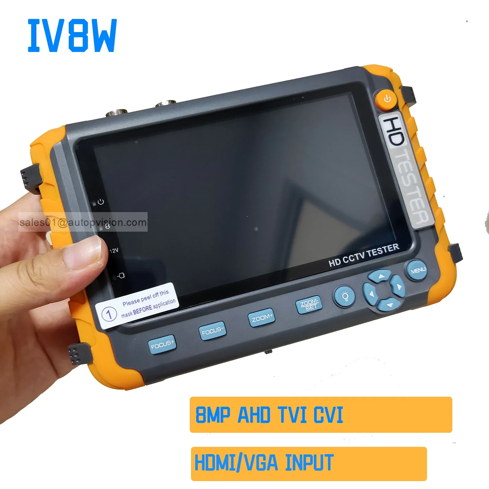 IV5 Tester CCTV da polso 1080P 8MP Tester per fotocamera portatile AHD TVI CVI CVBS Tester TFT LCD Video analogico uscita di potenza 12V