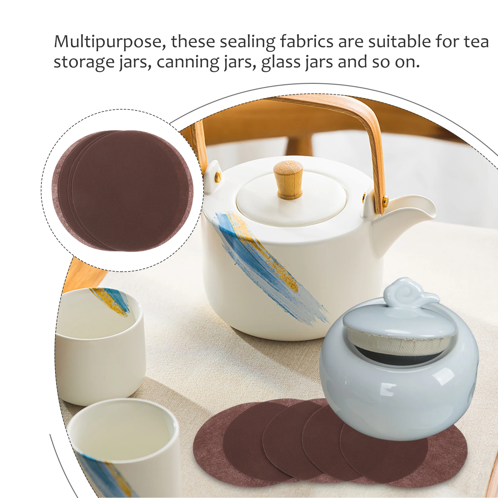 

1 set Rustic Style Seal Fabric for Tea Canisters Sealing Non-Woven Fabric Lid Cover Storage Glass Jar Leak Proof Seal for Home