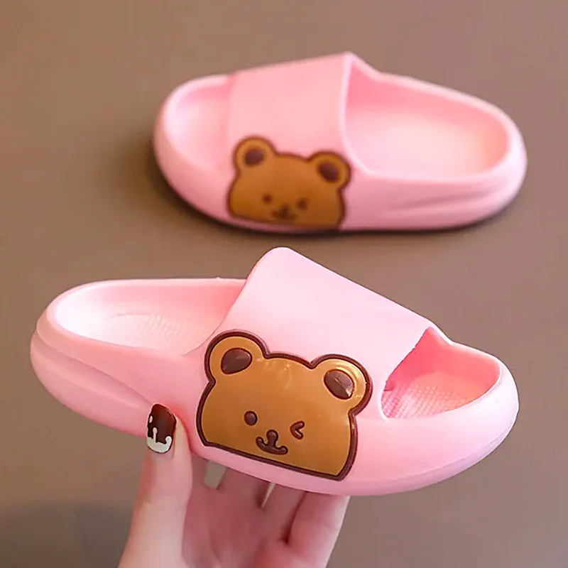 

Kids Slippers Cute Cartoon Bear Children Indoor Drag Shoes Girls Boys Non-slip Anti-odor Thick Bottom Shoes Babies Home FootweaR