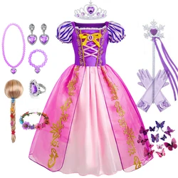 Vestido de Rapunzel para niñas, disfraces enredados de verano, vestido de princesa de fantasía, ropa de fiesta de cumpleaños, Carnaval y Halloween