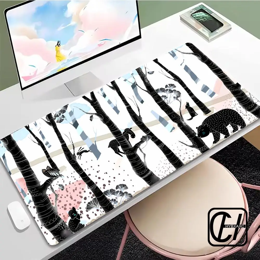 

Picture Book-style Forest And Animals Mouse Pad large keyboard desk pad non-slip rubber gaming mouse pad laptop mouse carpet mat