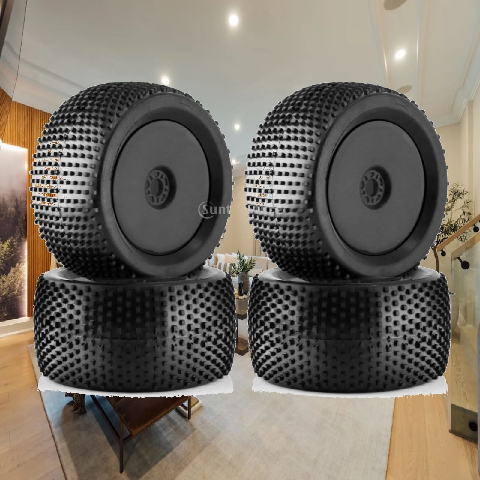 RC Car Competition Truck Tire 140mm Off Road Rubber Wheel Set with Foam for