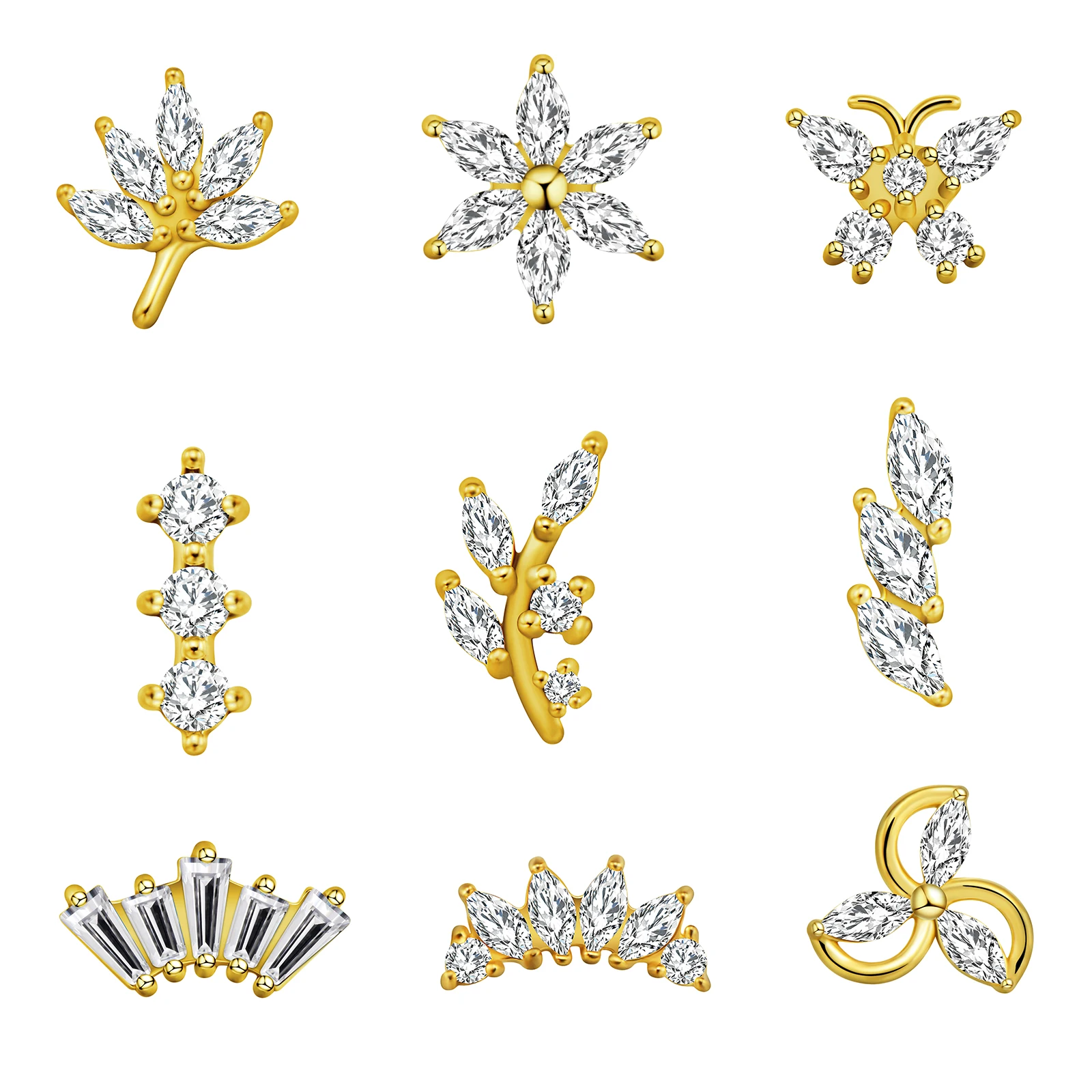 メープルリーフラブレットピアススター Flowers100% - Body Jewelry Flat Back のレビューと価格