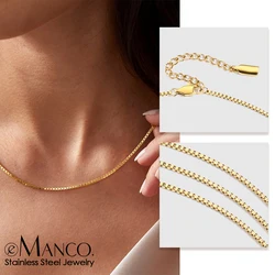 eManco Men's Box Chain Necklace Stainless Steel Upgrade Lobster Clasp Adjustable Simple Short Accessories Wholesale