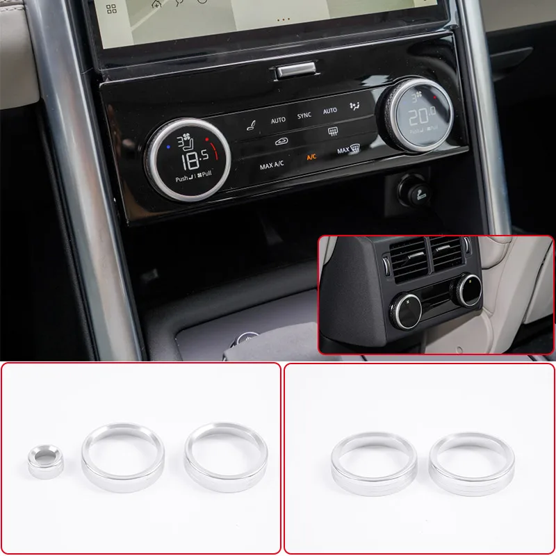 

For Land Rover Discovery 5 LR3 L462 21-22 Aluminum Alloy Silver Car Front/Rear Air Conditioning Volume Knob Ring Car Accessories