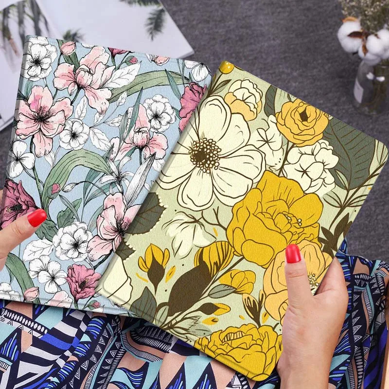 

Yellow Flower Pattern Art Tablet Case For Huawei Honor MatePad MediaPad Air 5 6 7 11 V6 V7 V8 V9 X9 X8 T10 T10s C5e T5 Gift