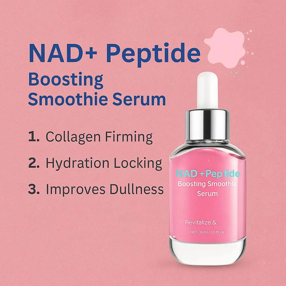 1PCS 30ML NAD & Peptide Revitalizing Essence Boosting Smoothie Facial Care Serum For All Skin Type Repairing And Soothing