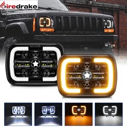 Faro delantero LED Wrangler cuadrado, señal de giro alto/bajo, DRL, todoterreno, 4x4, 32V, 7x6, 5x7 pulgadas, 200W, 30000LM