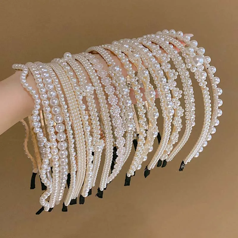 Korean White Simulation Pearl Hairbands for Women Elegant Sweet
