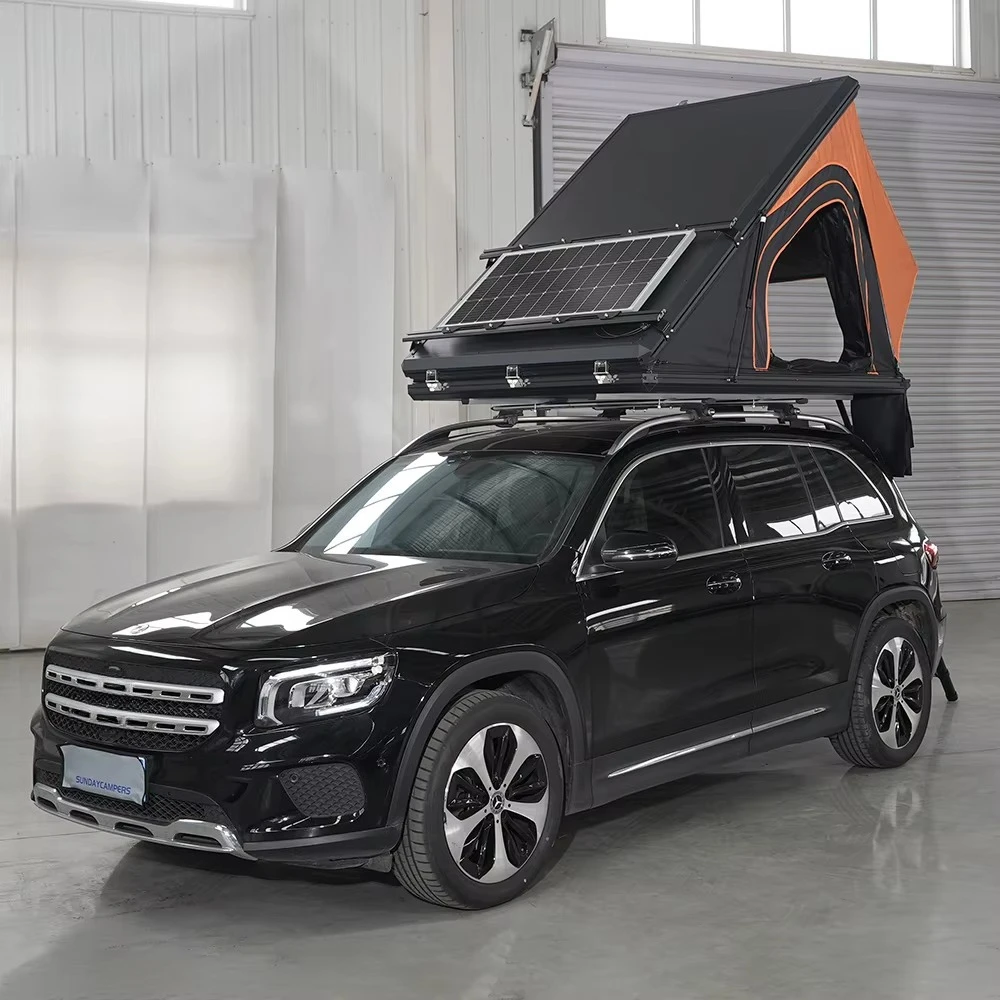 Rooftop Tent Supplier Camping Hard Shell Insulated 2 Person Roof Tent Car Roof Top With Solar