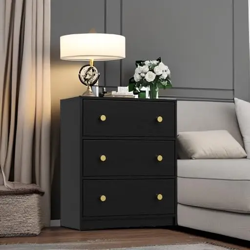 Table de chevet noire pour chambre à coucher avec égouts de proximité, petite commode, table de chevet, commode pour chambre à coucher, couloir, entrée, placards