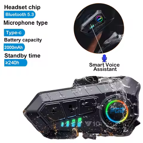 Bluetooth 5.3 Helmet Headset Wireless Hands-free Call Phone Kit Motorcycle Waterproof Earphone MP3 Music Player Speaker for Moto