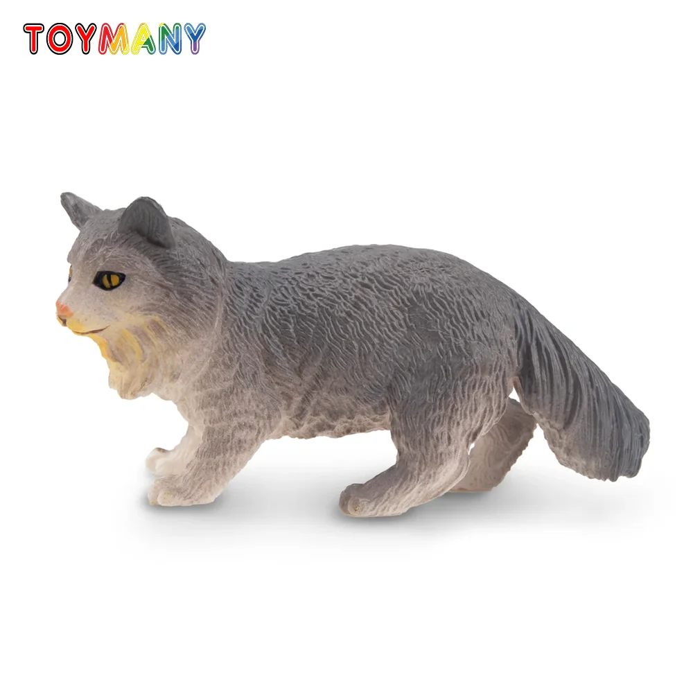 

Toymany Simulation Grey Norwegian Forest Cat Pet Animal Model Toy Mini Figures Action Figurines Kid Educational Gift & Cake Deco