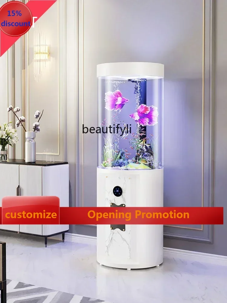 cn8617 ss Acrylic Living Room Company Office Mute Change Water Small Smart Fish Globe Cylindrical Fish Tank