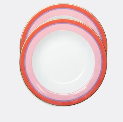 

'Rainbow Pink' soup plate, set of two