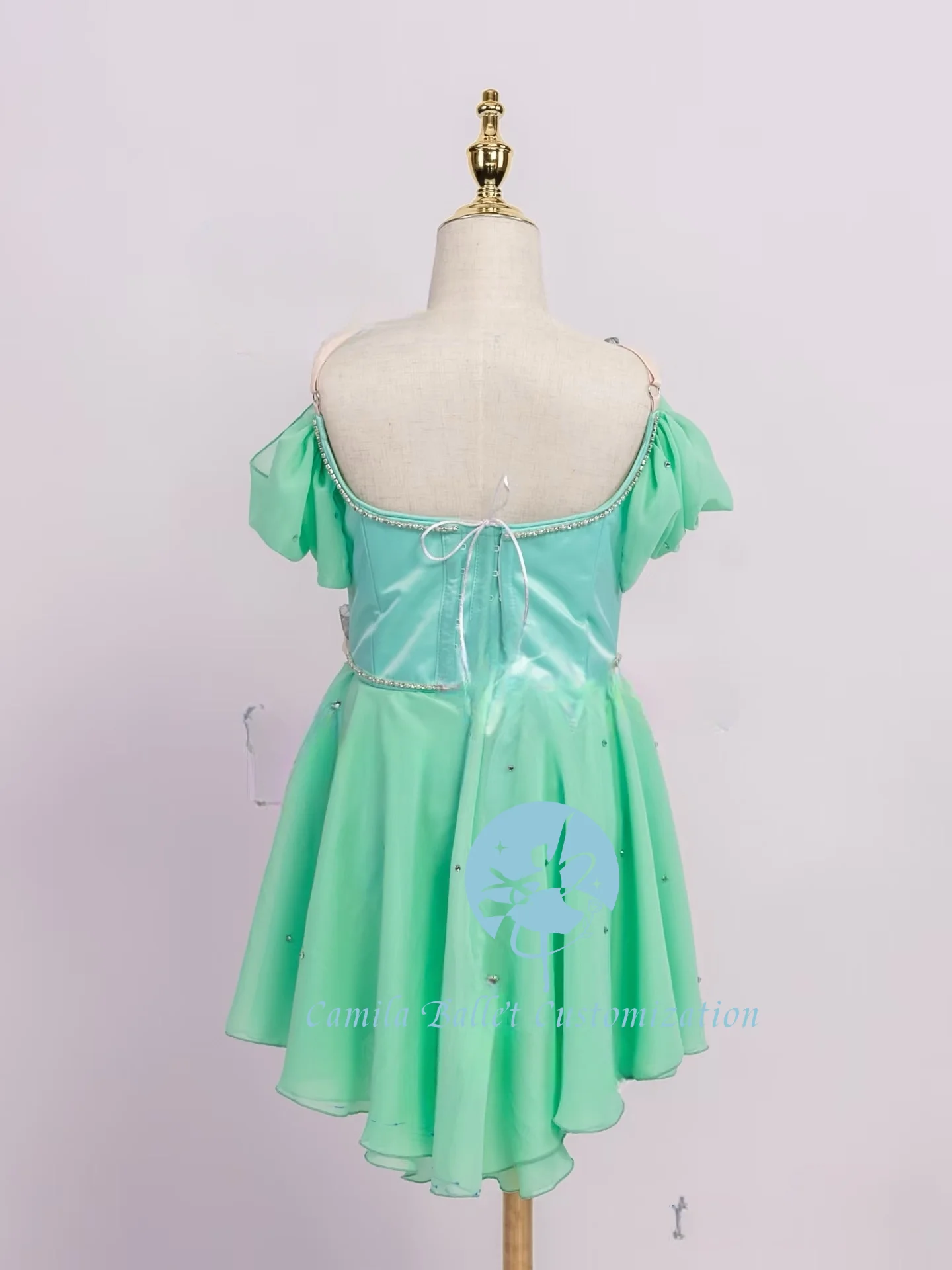 新しいカスタムレイクグリーンマジックキューピッドバレエコンペティションショーシフォンスカート大人と子供用