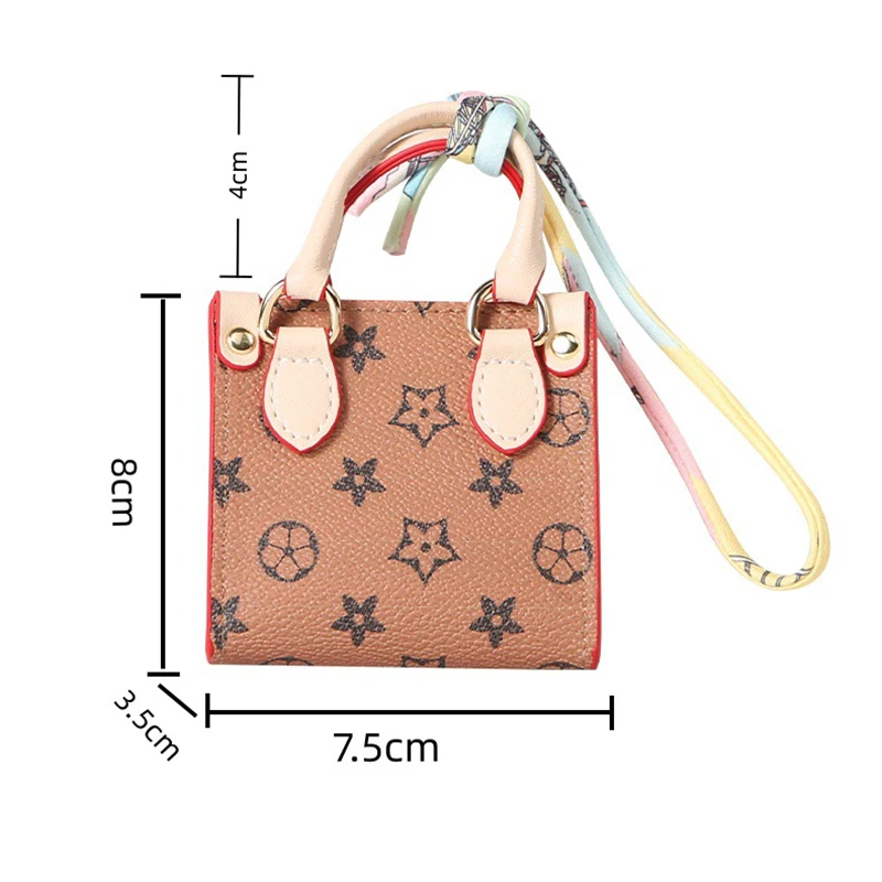 Mini Patterned Tote Bag Earphone Case Coin Purse Mini Bag Key Chain Car Accessory Holds Other Small Items