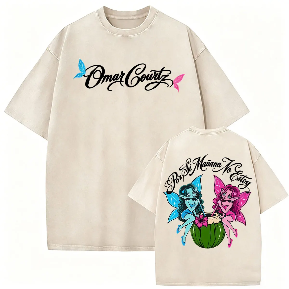 Vintage Washed Omar Courtz Por Si Manana No Estoy Tour T-Shirts Herren Damen Mode Ästhetisches T-Shirt Streetwear Oversized T-Shirt – Detail 9