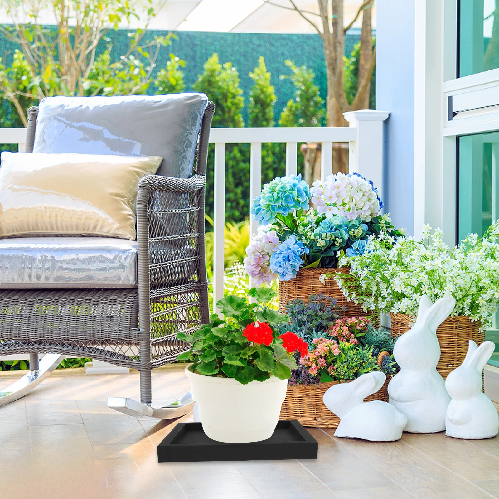 

Square Flower Pot Tray Thick Plastic Heavy Bearing Leakproof Potted Plate for Balcony Garden Indoor Home Use Anti Slip Bottom
