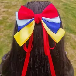 1 three-state new cute female hair accessory Princess Streamer bow hair clip Hair clip Snow White back head tiara