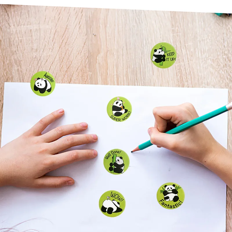 Cartoon Panda Stickers Teachers Reward Children Encourage Learning Label Creative Cute Panda Sealed Sticker