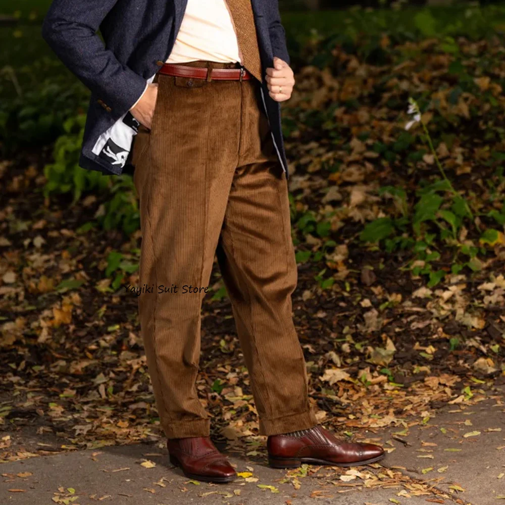 

Мужские брюки пошиття, прямые мужские вельветовые брюки, классические повседневные удобные и дышащие однотонные брюки в стиле ретро