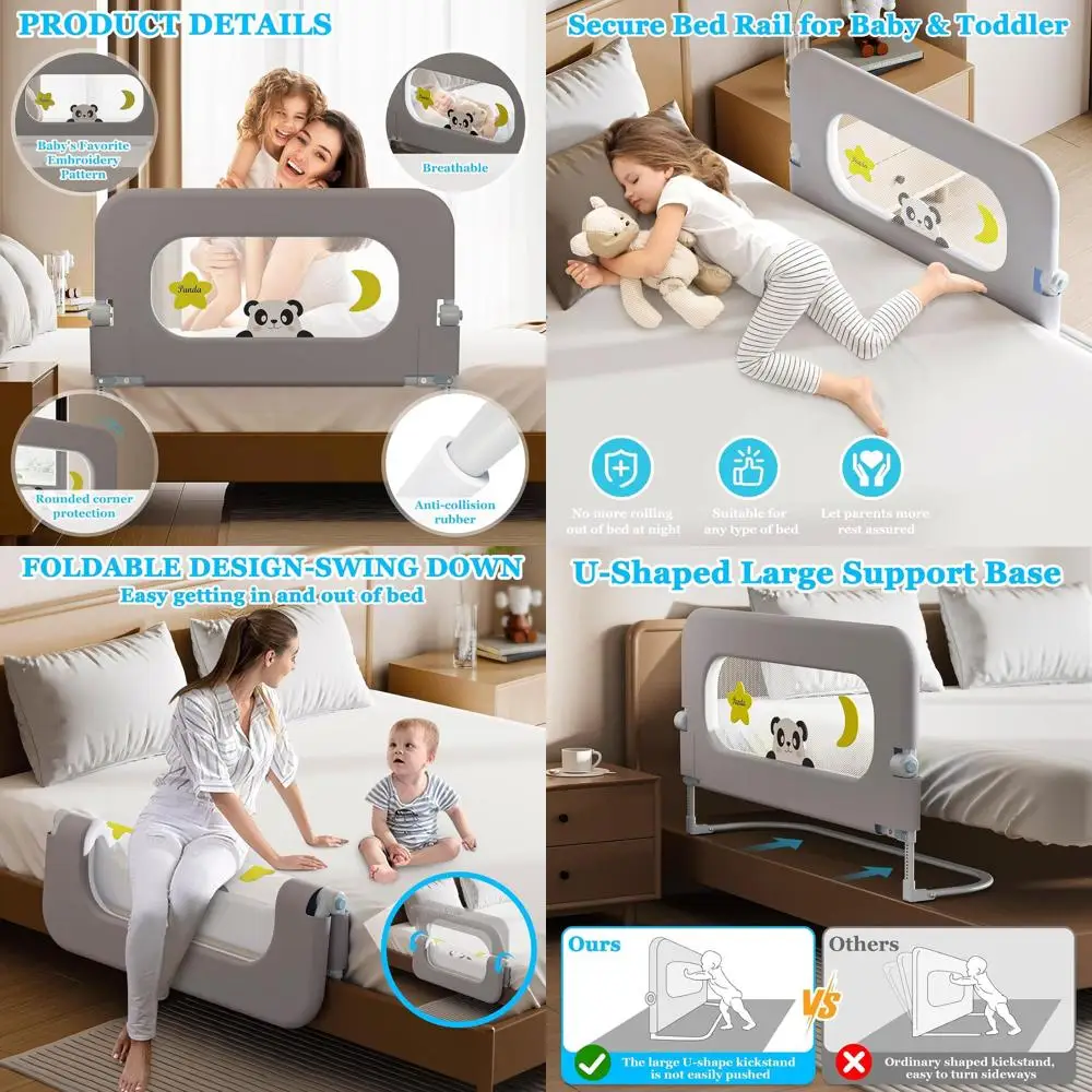 

Регулируемый по высоте бортик для детской кровати, откидной защитный барьер для детей, подходит для односпальных, двуспальных, королевских и двухъярусных кроватей (32)